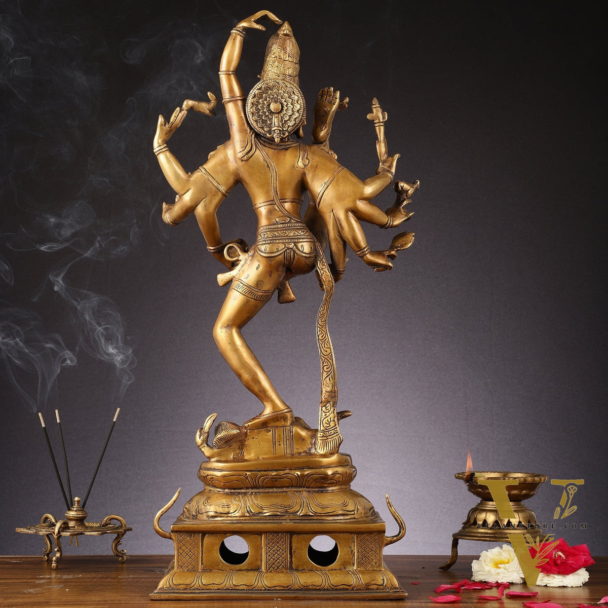 Urdhava Tandava Antique 26-Inch Brass Tripurantaka Lord Shiva Statue