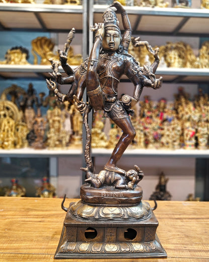 Urdhava Tandava Intricate 26-Inch Brass Tripurantaka Lord Shiva Statue