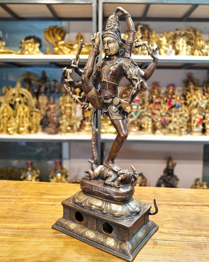 Urdhava Tandava Intricate 26-Inch Brass Tripurantaka Lord Shiva Statue