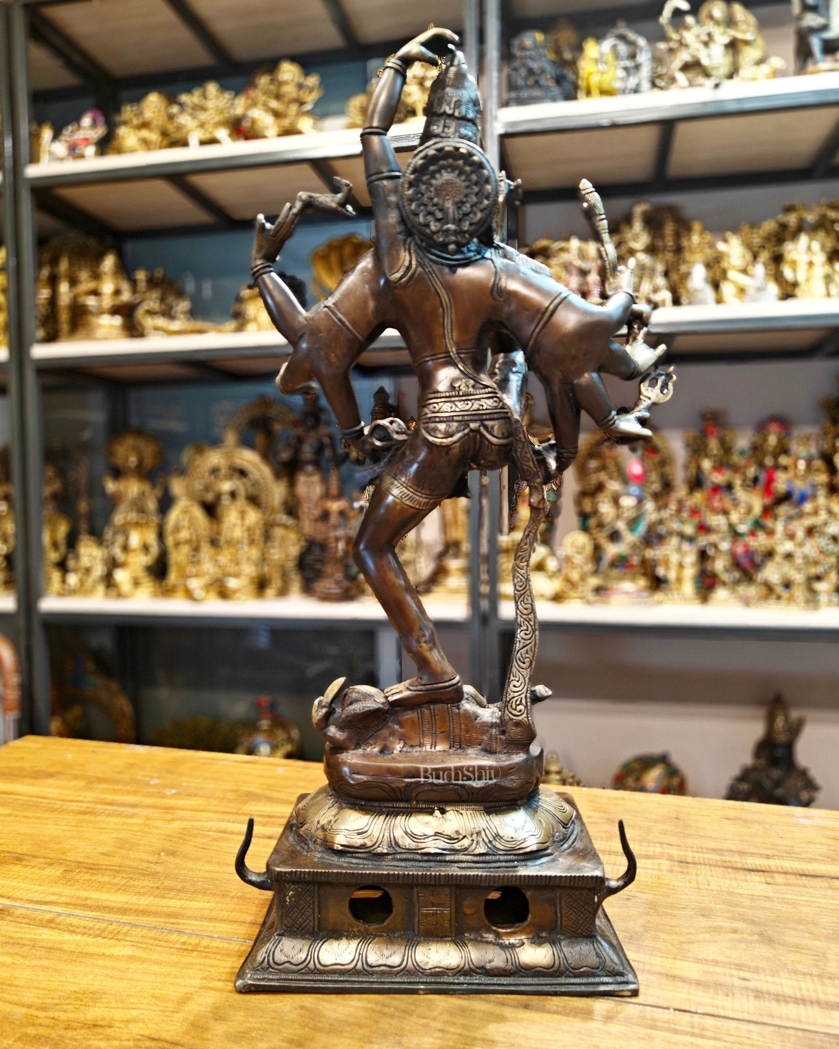 Urdhava Tandava Intricate 26-Inch Brass Tripurantaka Lord Shiva Statue