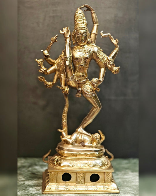 Urdhava Tandava Shiny 26 inch Brass Tripurantaka Lord Shiva Statue