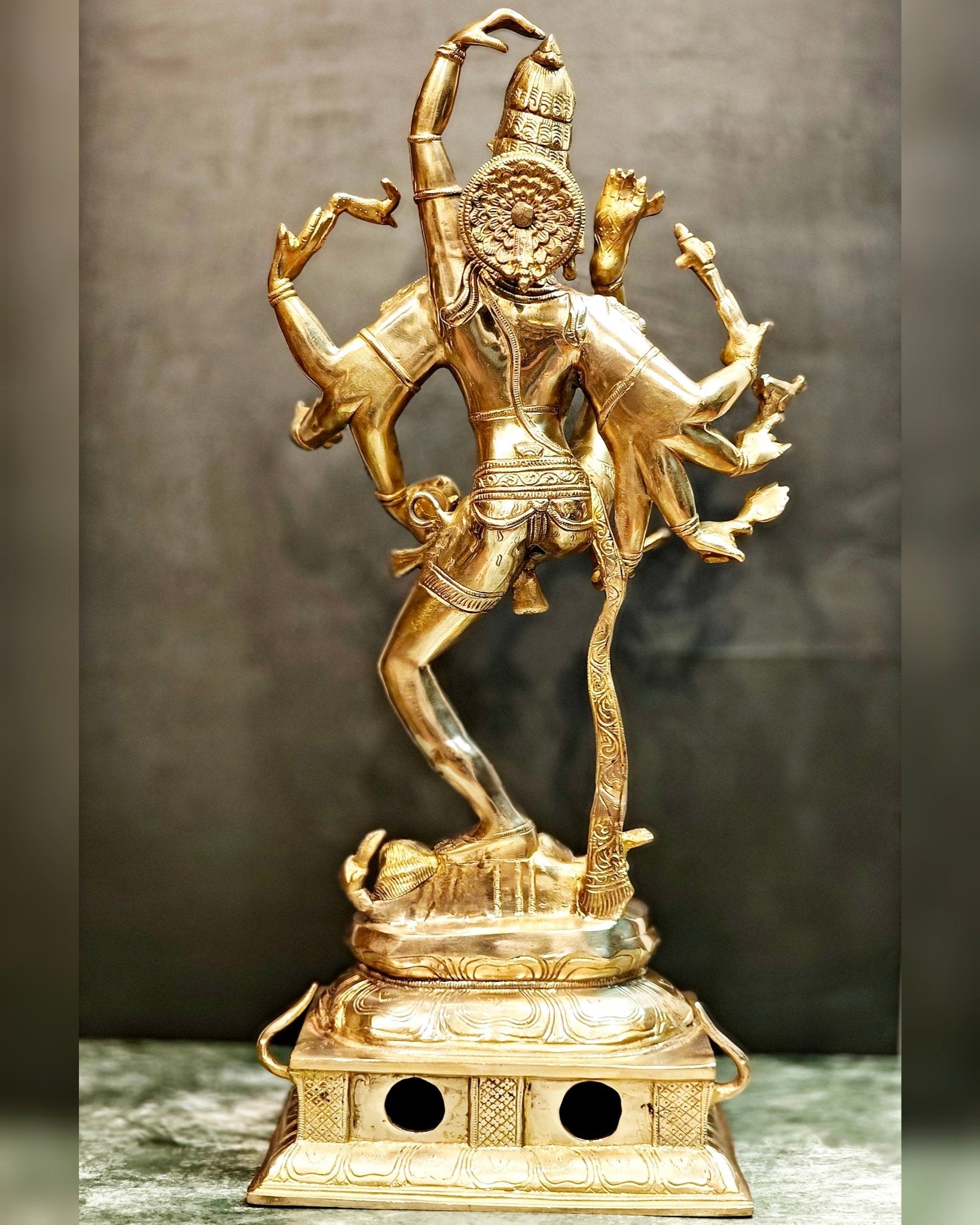 Urdhava Tandava Shiny 26 inch Brass Tripurantaka Lord Shiva Statue