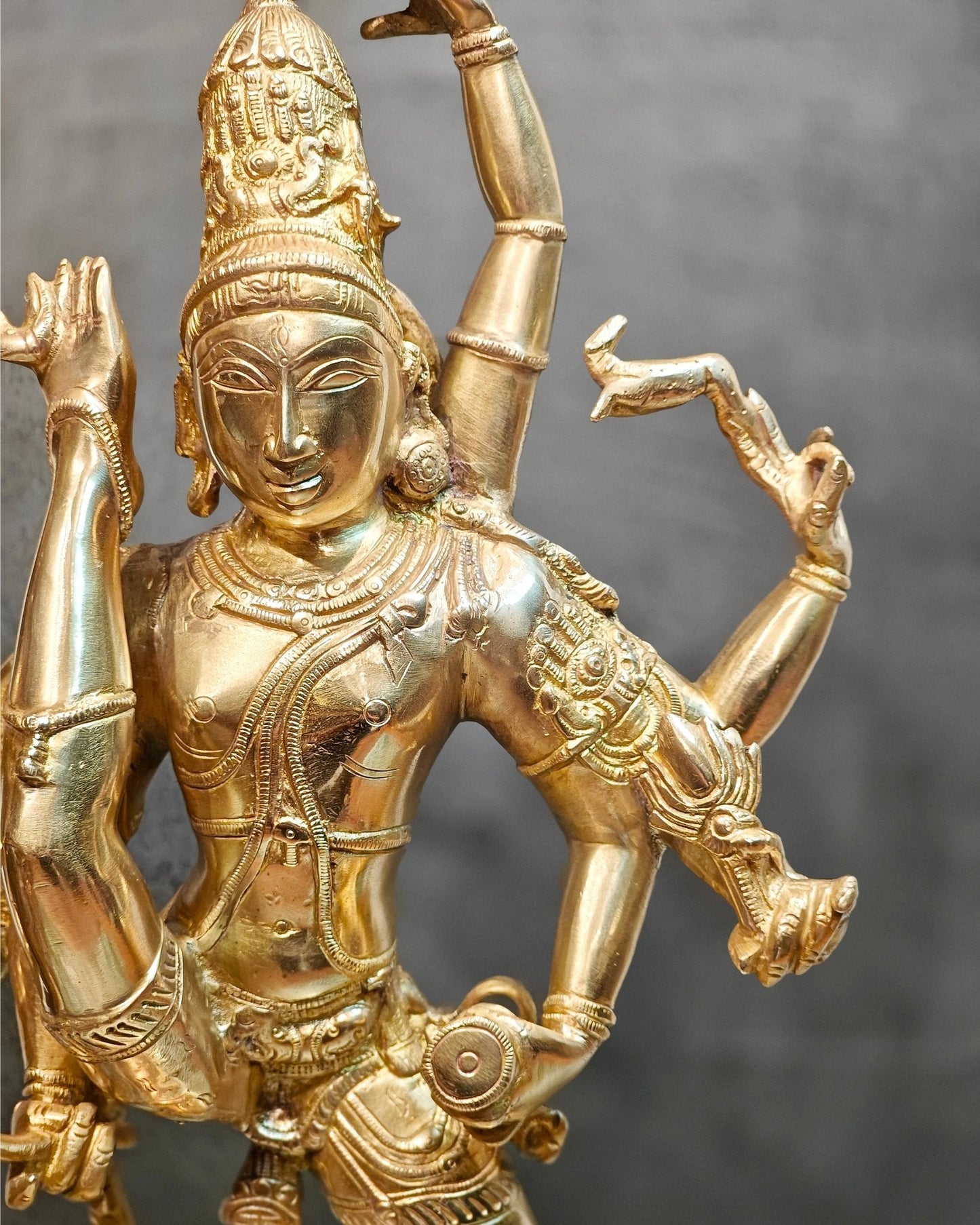 Urdhava Tandava Shiny 26 inch Brass Tripurantaka Lord Shiva Statue