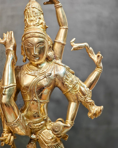 Urdhava Tandava Shiny 26 inch Brass Tripurantaka Lord Shiva Statue