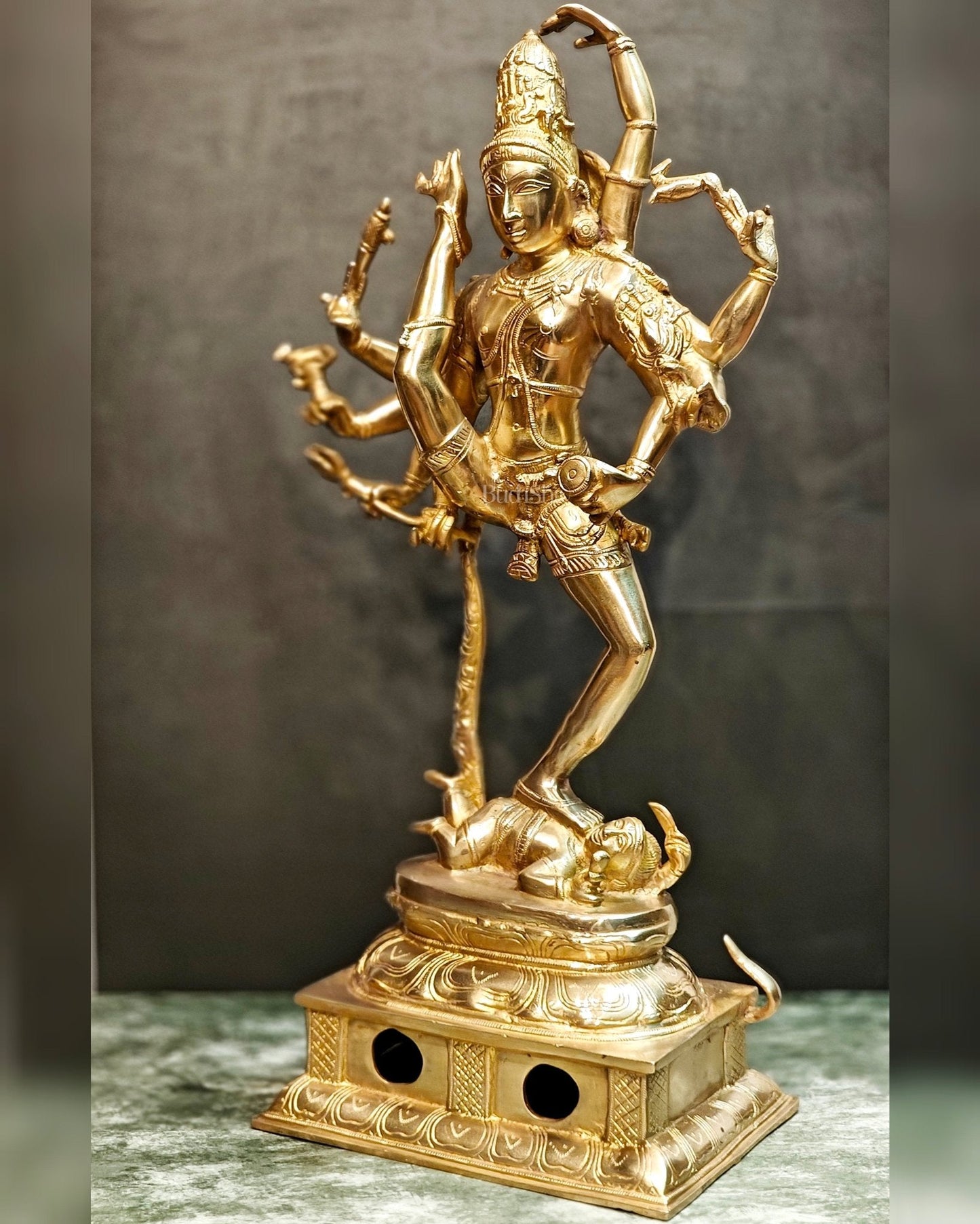 Urdhava Tandava Shiny 26 inch Brass Tripurantaka Lord Shiva Statue