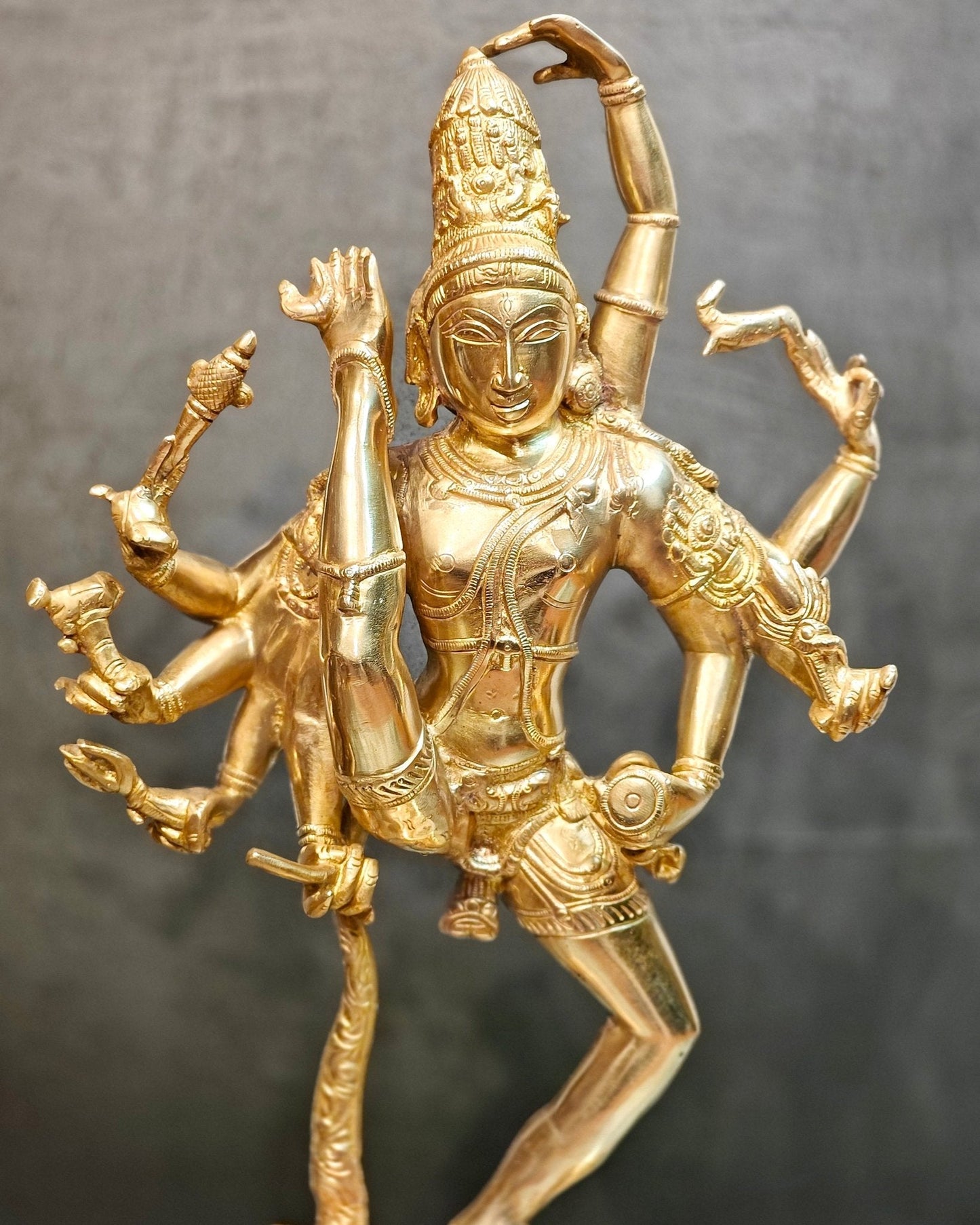 Urdhava Tandava Shiny 26 inch Brass Tripurantaka Lord Shiva Statue