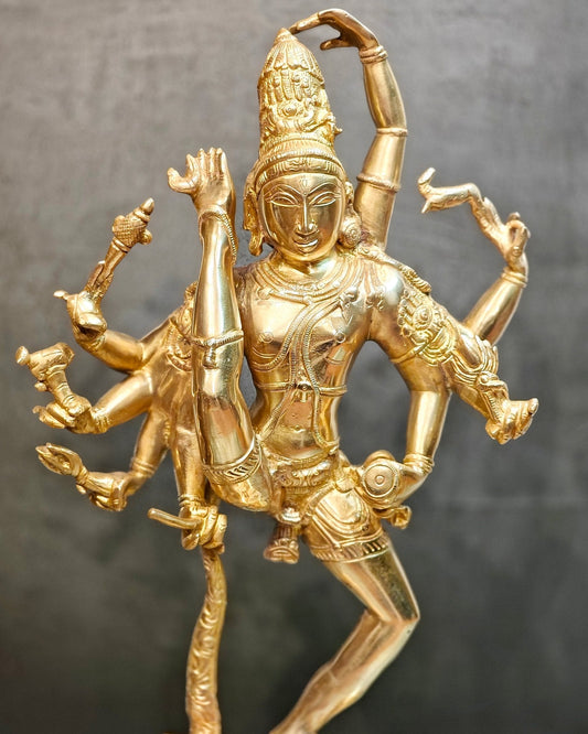 Urdhava Tandava Shiny 26 inch Brass Tripurantaka Lord Shiva Statue