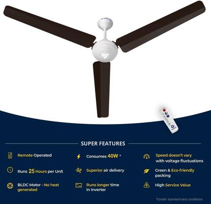 Superfan V1 with 5 Year Warranty BLDC Motor with Remote 1400 mm Ceiling Fan (5 Star | Brown | Pack of 1)