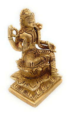 Brass Balambika Idol, Bala Tripurasundari Murti, Pital Bala Devi Statue, Bala Parameswari Vigraham,Gold, 5 Inch, 1 Piece