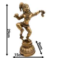 Lord Bal Gopal Krishna Idol | Brass Murti | Gopal Statue | Kanhaiya Vigraham | Makhan Chor Murti for Home Decor & Pooja,Gold, 11.5 Inch, 1 Piece