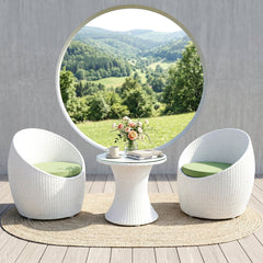 Vaaka Outdoor Patio Seating Set 2 Chairs and 1 Table Set (White)