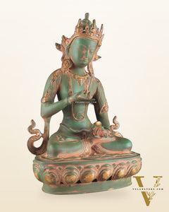 Vajrasattva, The Primordial Buddha – Antique Patina Brass Statue, 16"