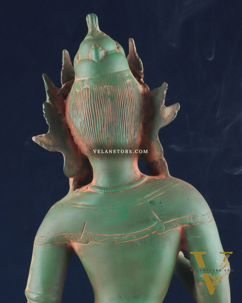 Vajrasattva, The Primordial Buddha – Antique Patina Brass Statue, 16"