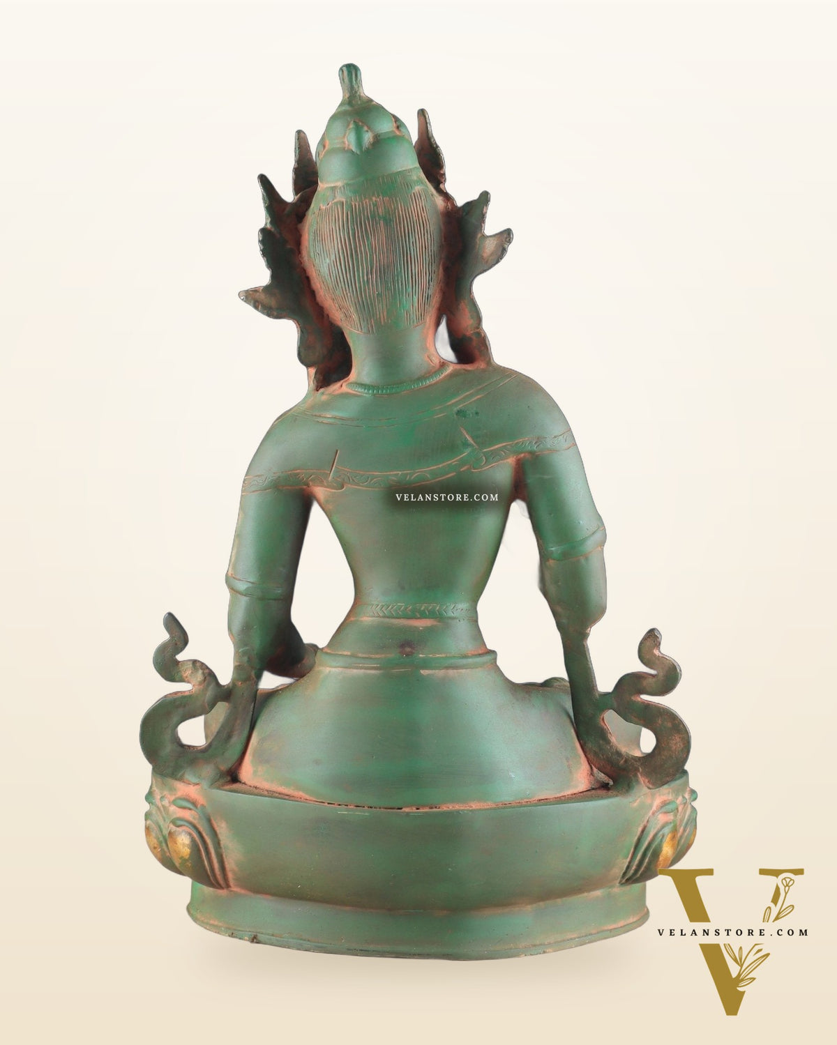 Vajrasattva, The Primordial Buddha – Antique Patina Brass Statue, 16"