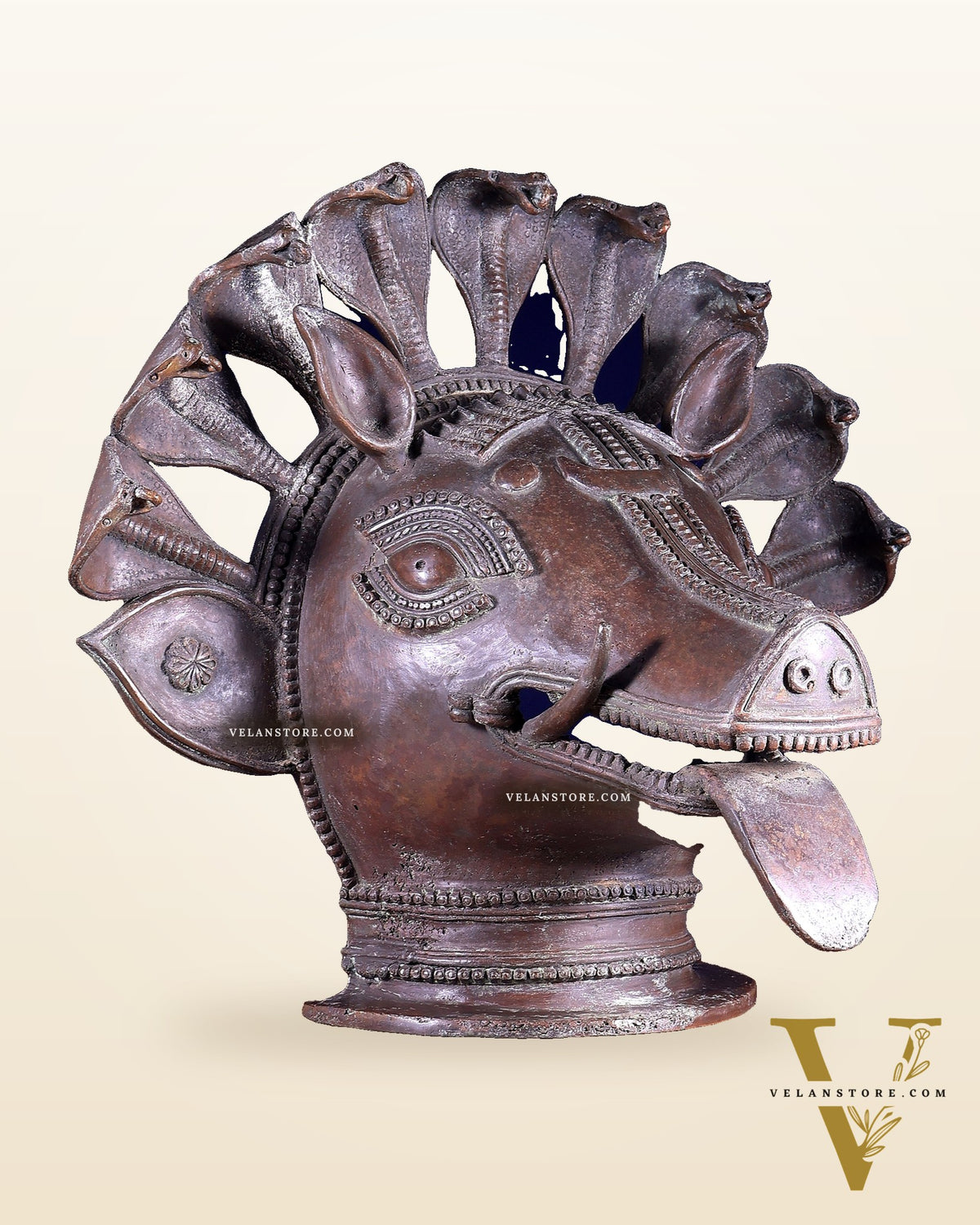 Varaha Panjurli Face – Vintage Bronze Handcrafted Sculpture | Lost Wax Casting 18 inch large