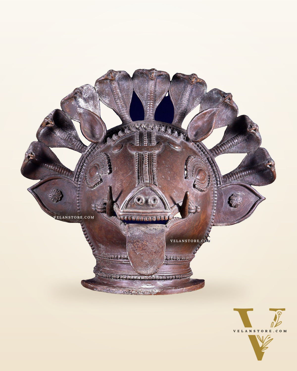 Varaha Panjurli Face – Vintage Bronze Handcrafted Sculpture | Lost Wax Casting 18 inch large