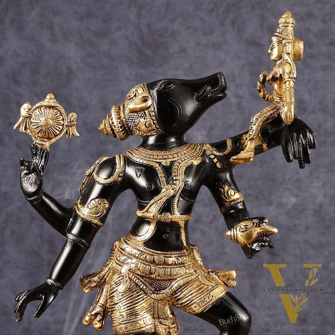 Varaha - Third Incarnation of Lord Vishnu Brass Idol | with bhooma Devi 17.5"