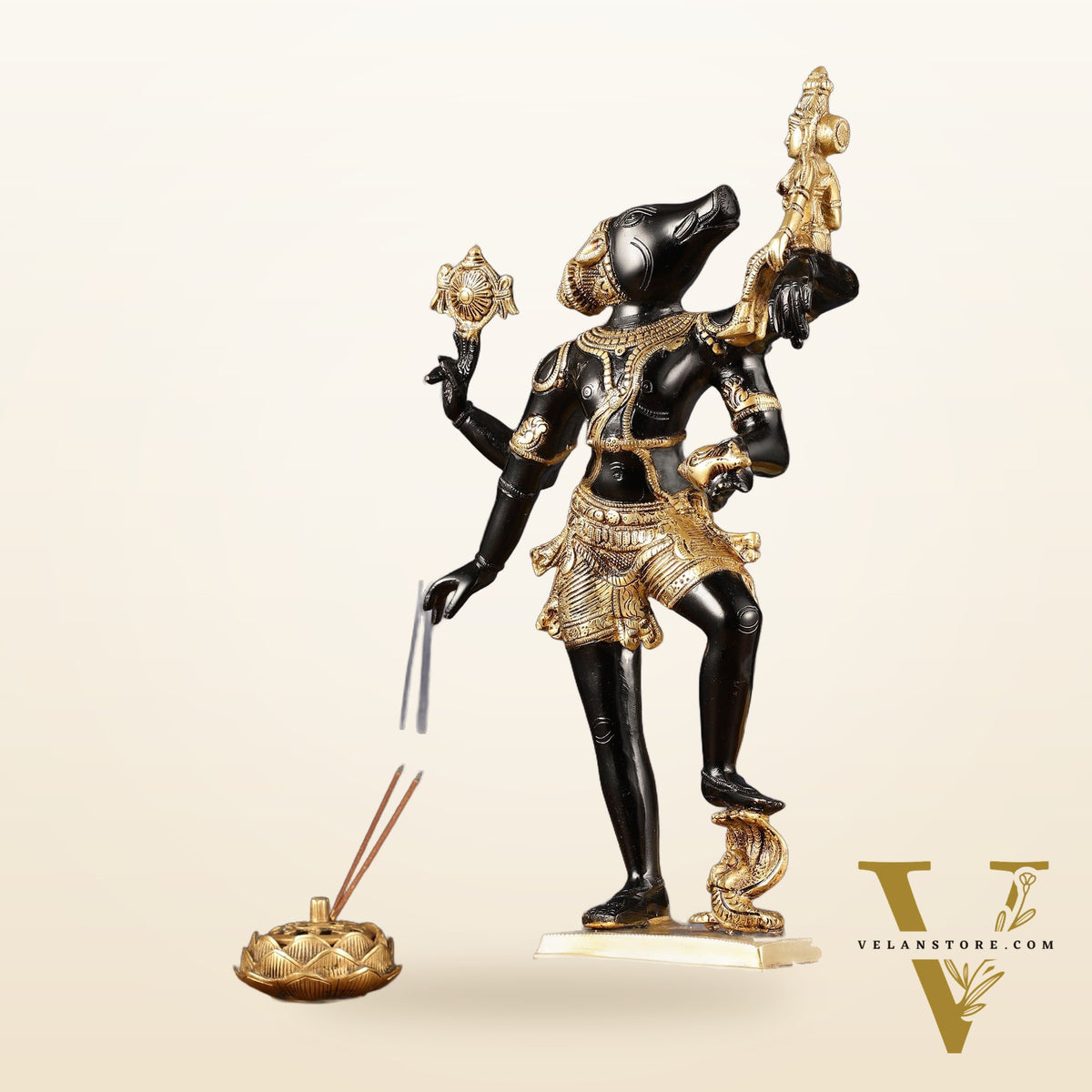 Varaha - Third Incarnation of Lord Vishnu Brass Idol | with bhooma Devi 17.5"