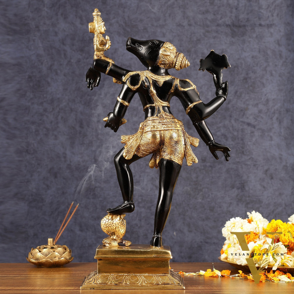 Varaha - Third Incarnation of Lord Vishnu Brass Idol | with bhooma Devi 17.5"