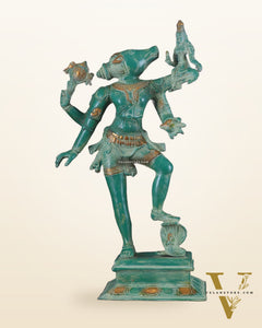 Varaha with Bhooma Devi Varaha Lakshmi Brass Statue 17 inch Green vintage