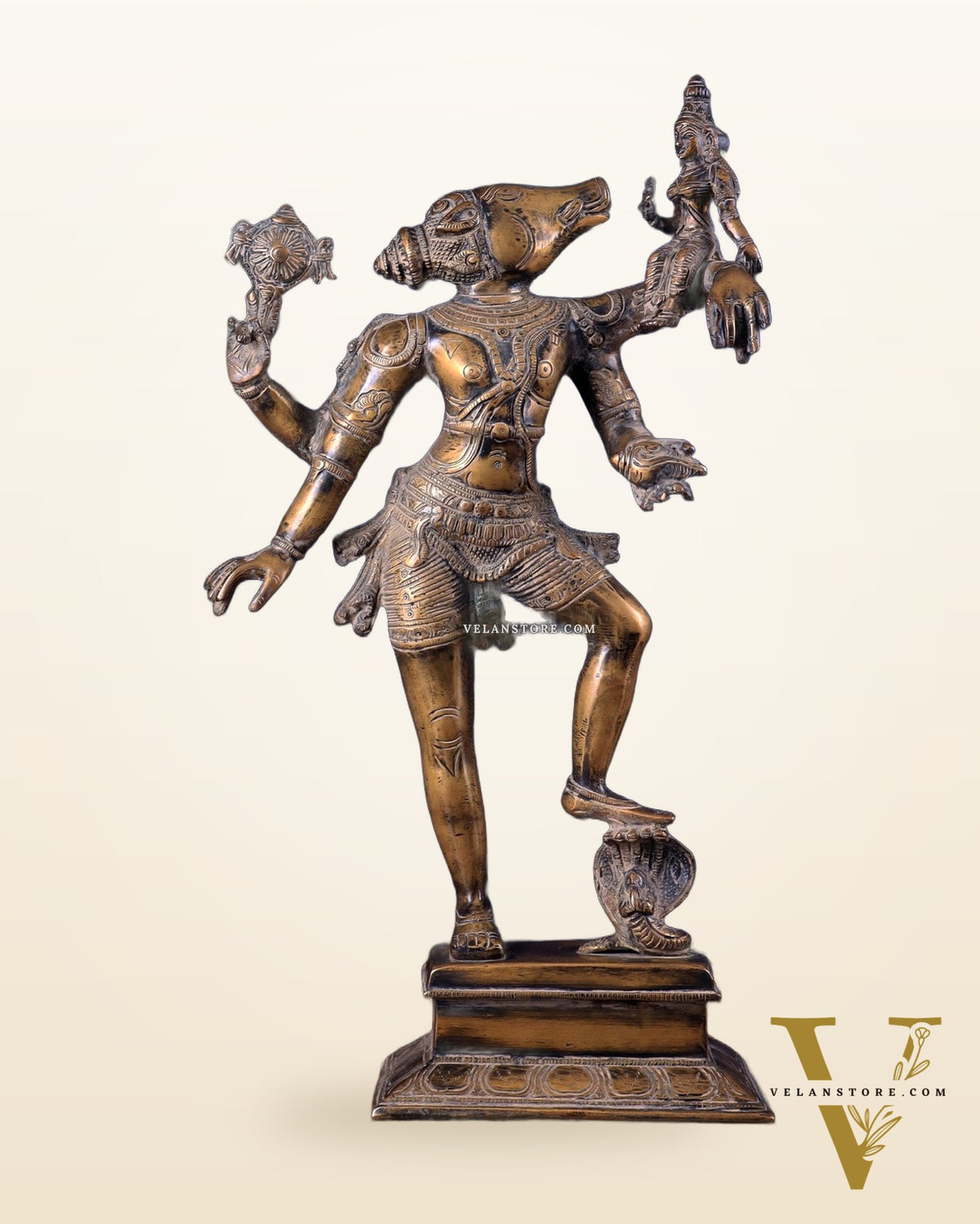 Varaha with Bhooma Devi Varaha Lakshmi Brass Statue 17 inch Gold vintage