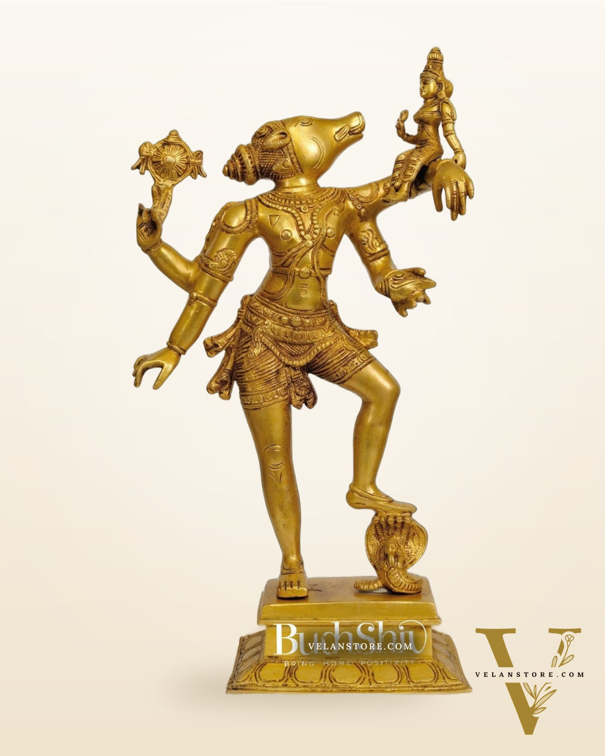 Varaha with Bhooma Devi Varaha Lakshmi Brass Statue 17 inch Gold