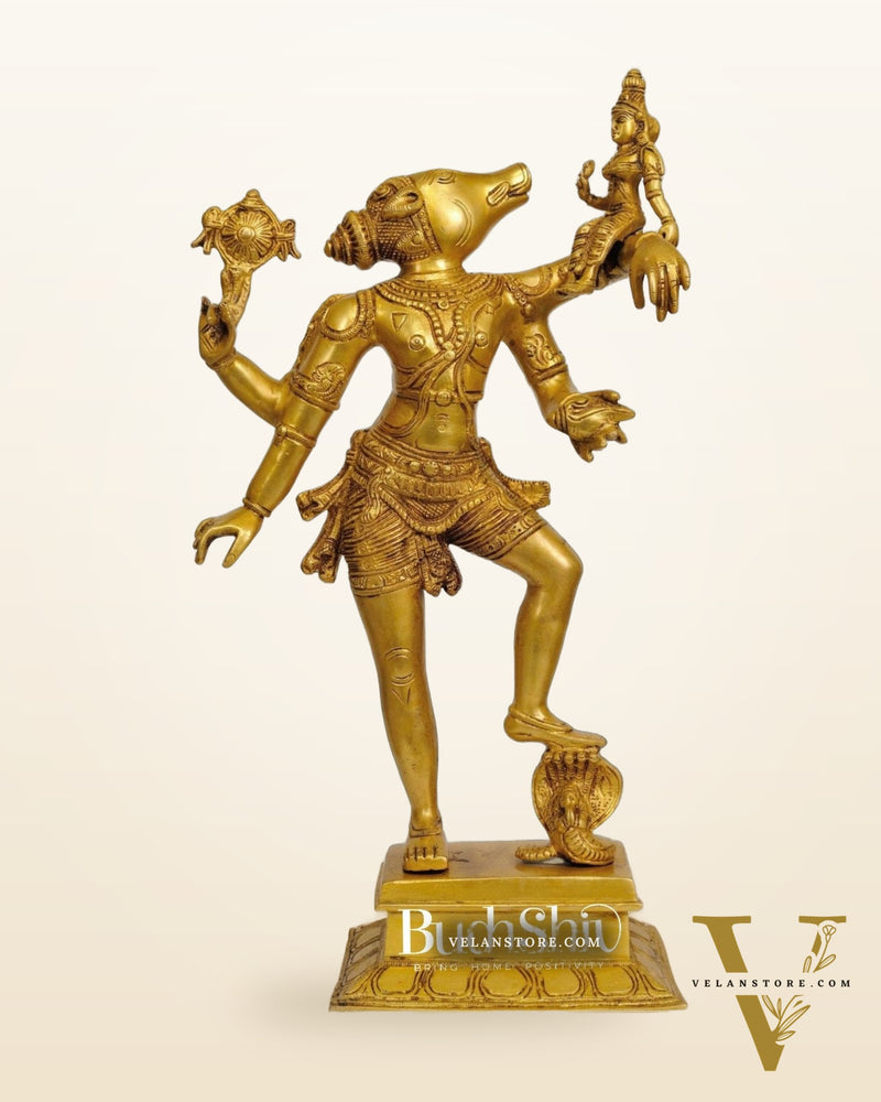 Varaha with Bhooma Devi Varaha Lakshmi Brass Statue 17 inch Gold