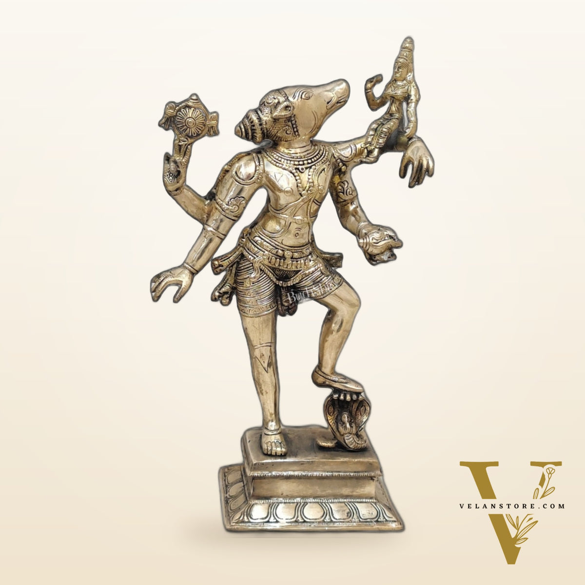 Varaha with Bhooma Devi Varaha Lakshmi Brass Statue 17 inch Polished Brass