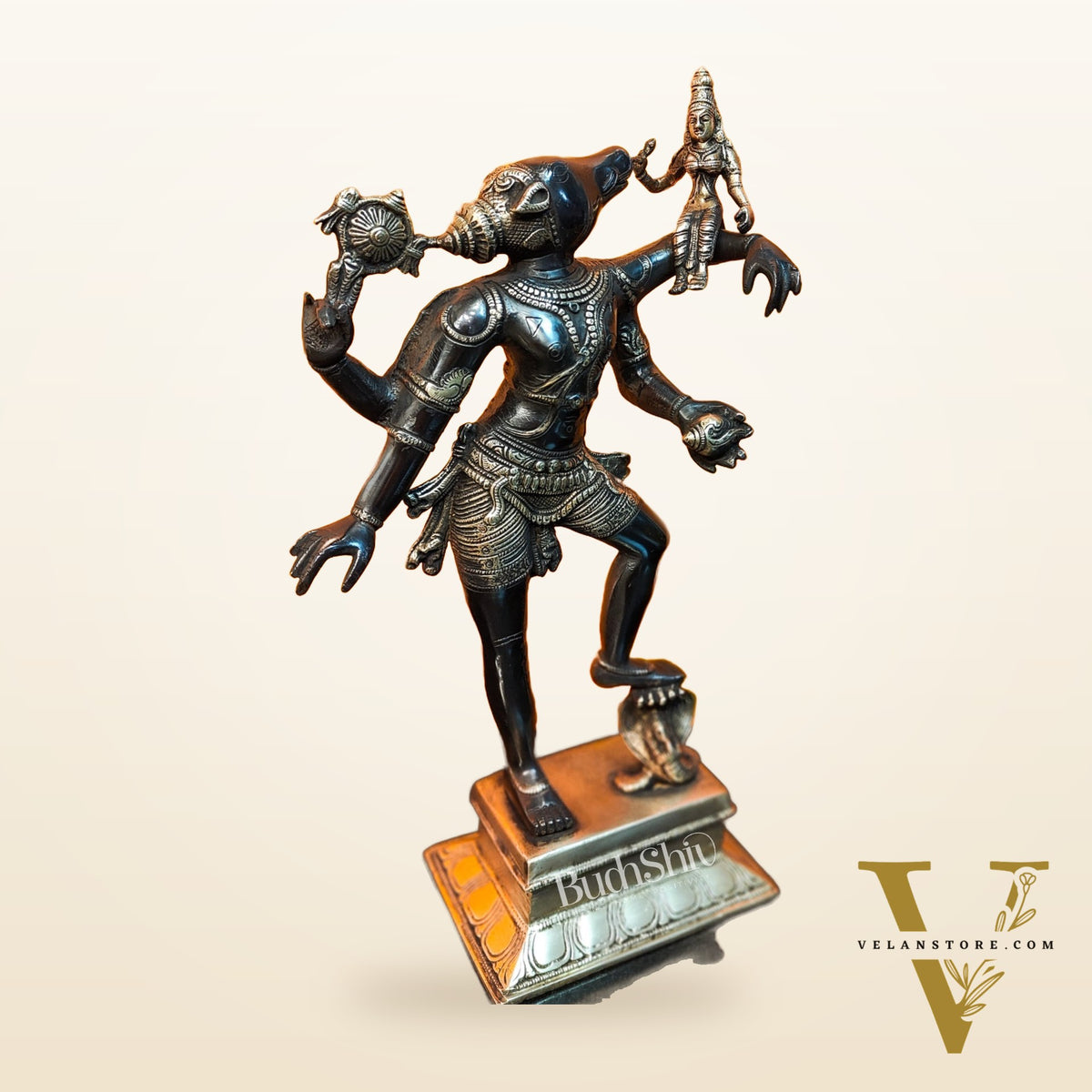 Varaha with Bhooma Devi Varaha Lakshmi Brass Statue 17 inch Black Gold