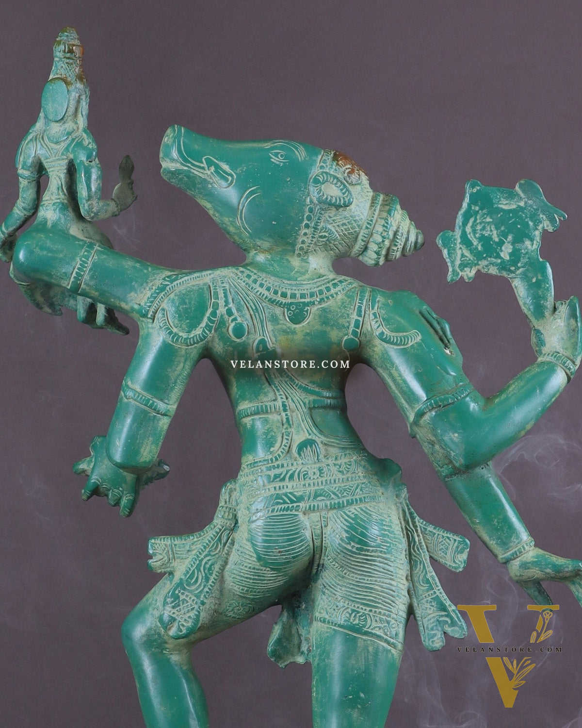 Varaha with Bhooma Devi Varaha Lakshmi Brass Statue 17 inch Green vintage