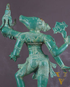 Varaha with Bhooma Devi Varaha Lakshmi Brass Statue 17 inch Green vintage