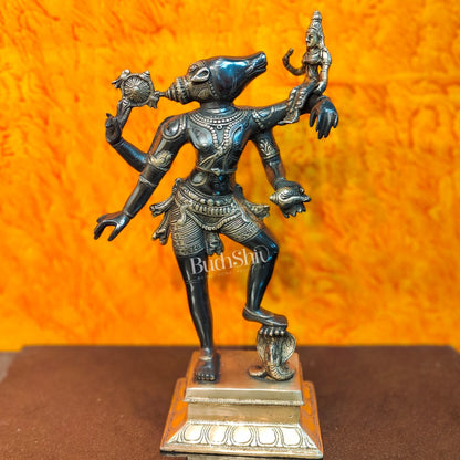 Varaha with Bhooma Devi Varaha Lakshmi Brass Statue 17 inch Black Gold