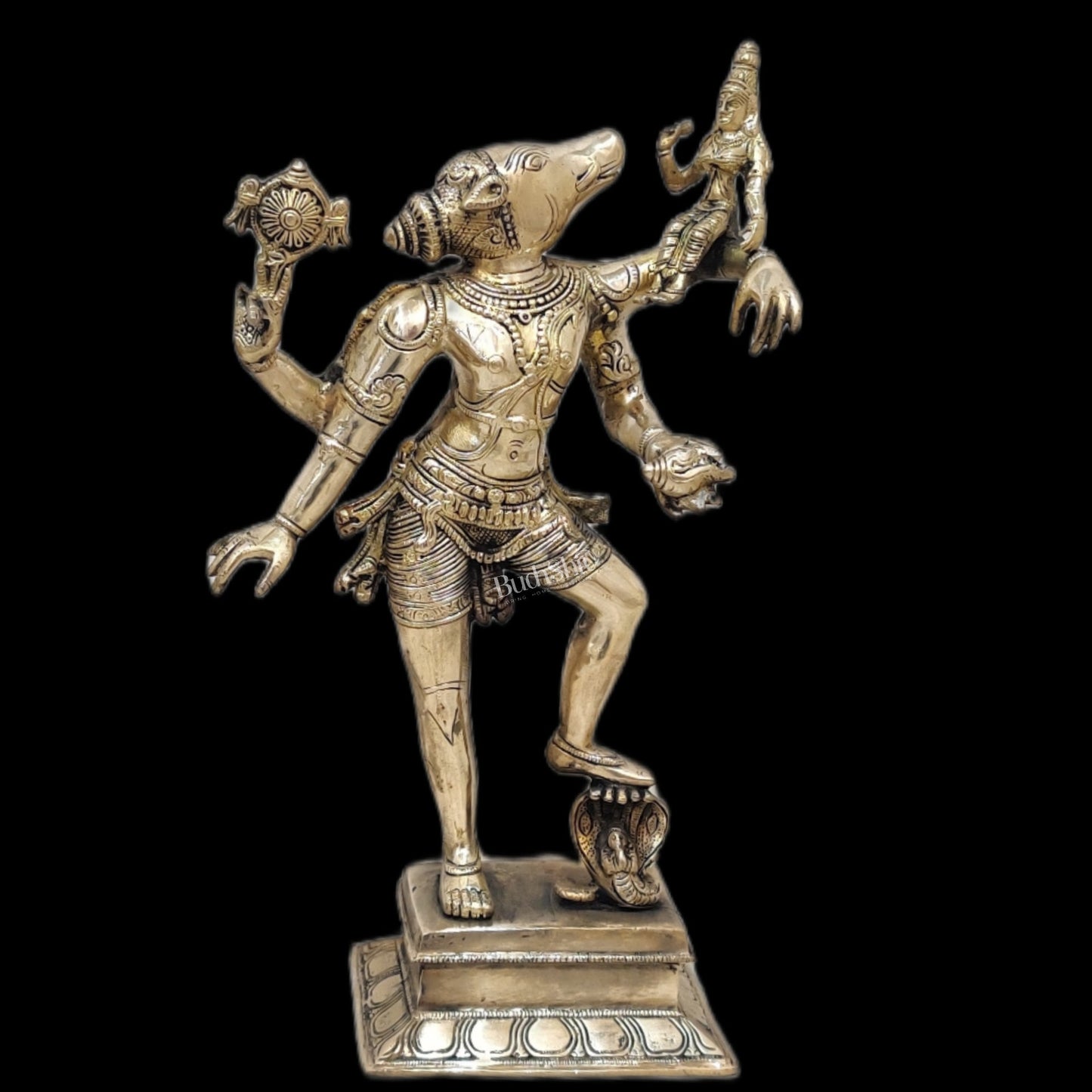 Varaha with Bhooma Devi Varaha Lakshmi Brass Statue 17 inch Polished Brass