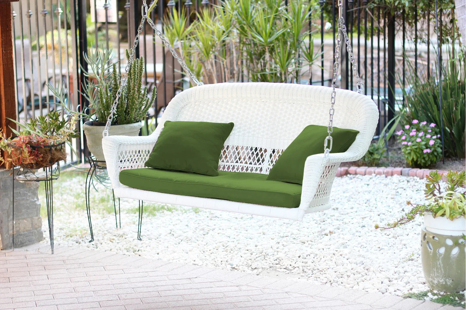 Bryn Double Seater Hanging Swing Without Stand For Balcony , Garden Swing (White)