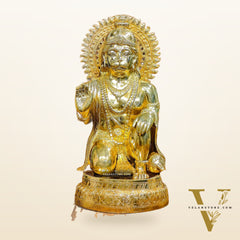 Veer Hanuman Brass Statue | Kneeling Aashirwaad Mudra | 19.5 inch
