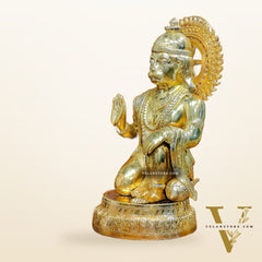 Veer Hanuman Brass Statue | Kneeling Aashirwaad Mudra | 19.5 inch