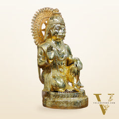 Veer Hanuman Brass Statue | Kneeling Aashirwaad Mudra | 19.5 inch