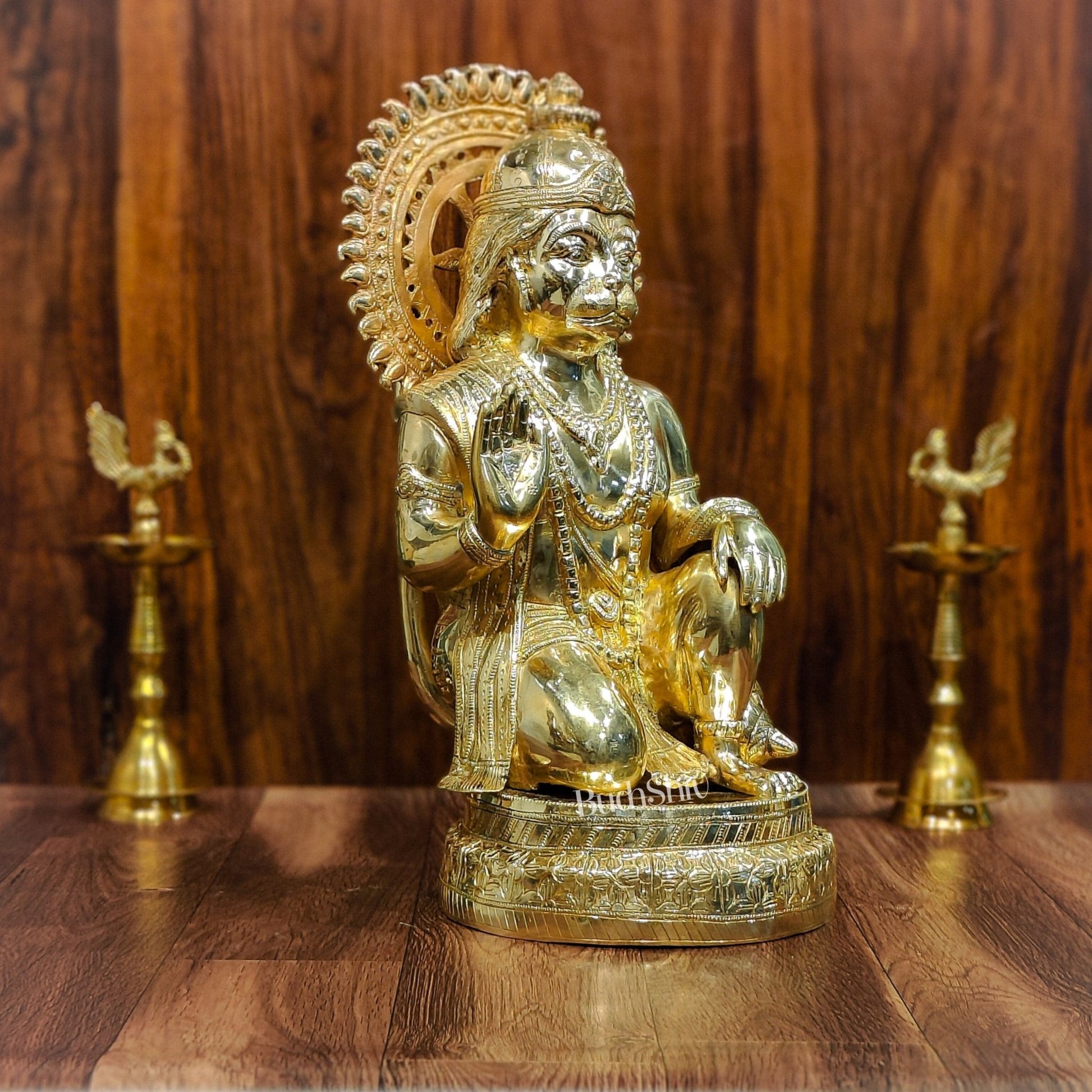 Veer Hanuman Brass Statue | Kneeling Aashirwaad Mudra | 19.5 inch