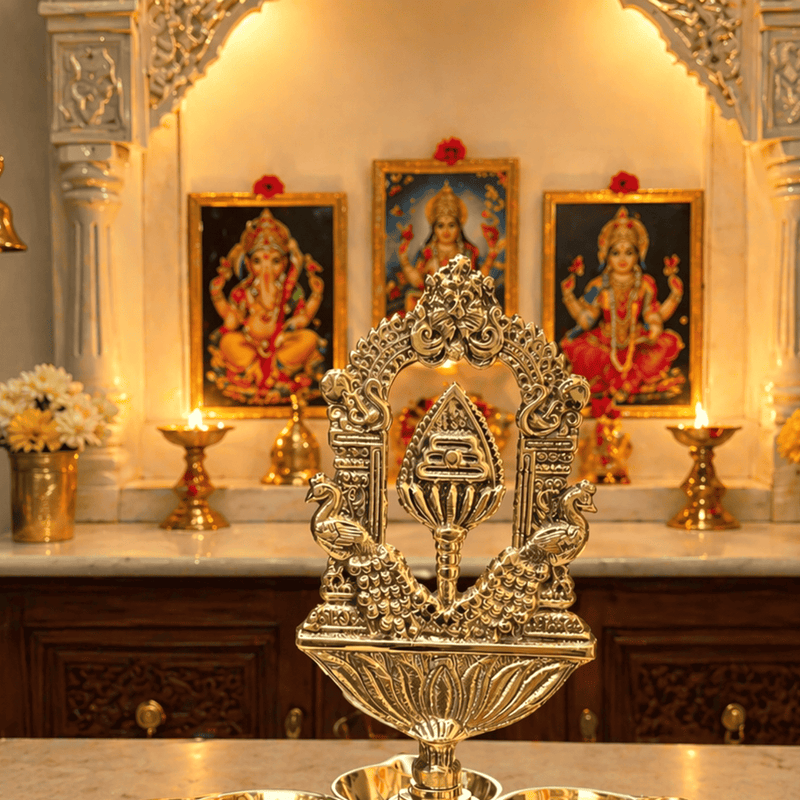 Brass Vel Six Petal Diya (6 Inch)