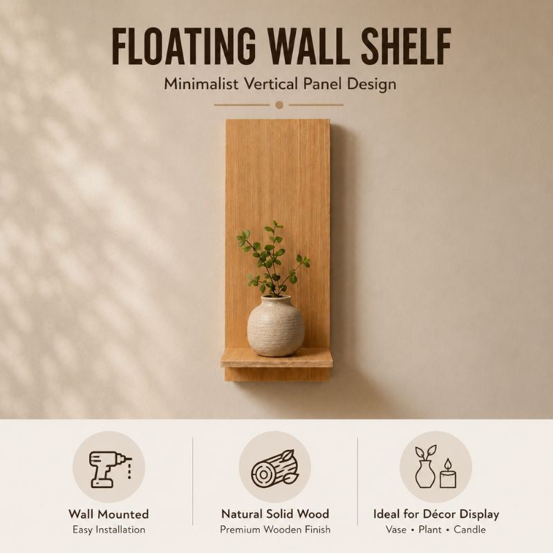 Modern Vertical Wooden Wall Shelf for Vase & Home Decor