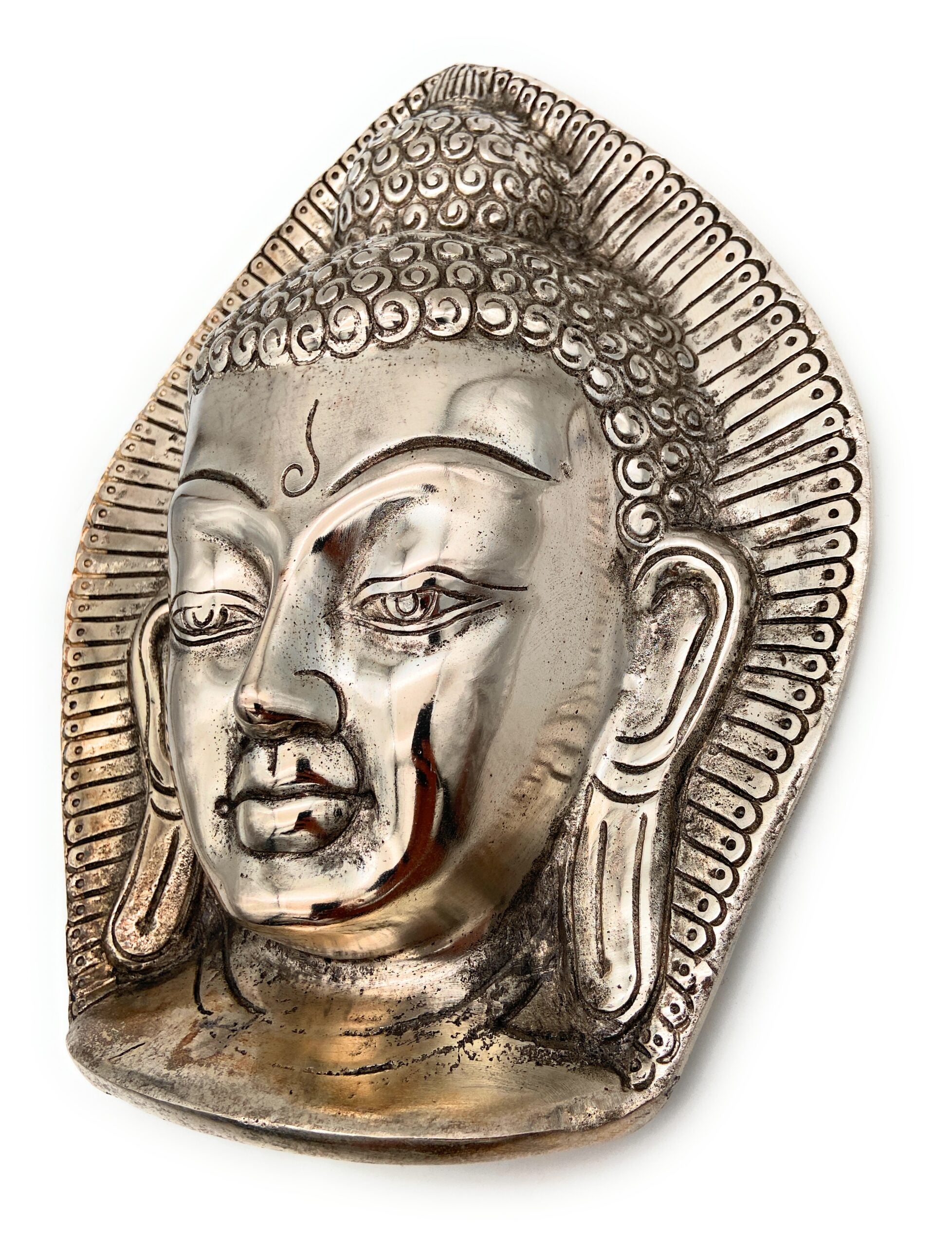 Big Buddha Mask | Buddha Wall Hanging, Silver, 11 Inch, 1 Piece