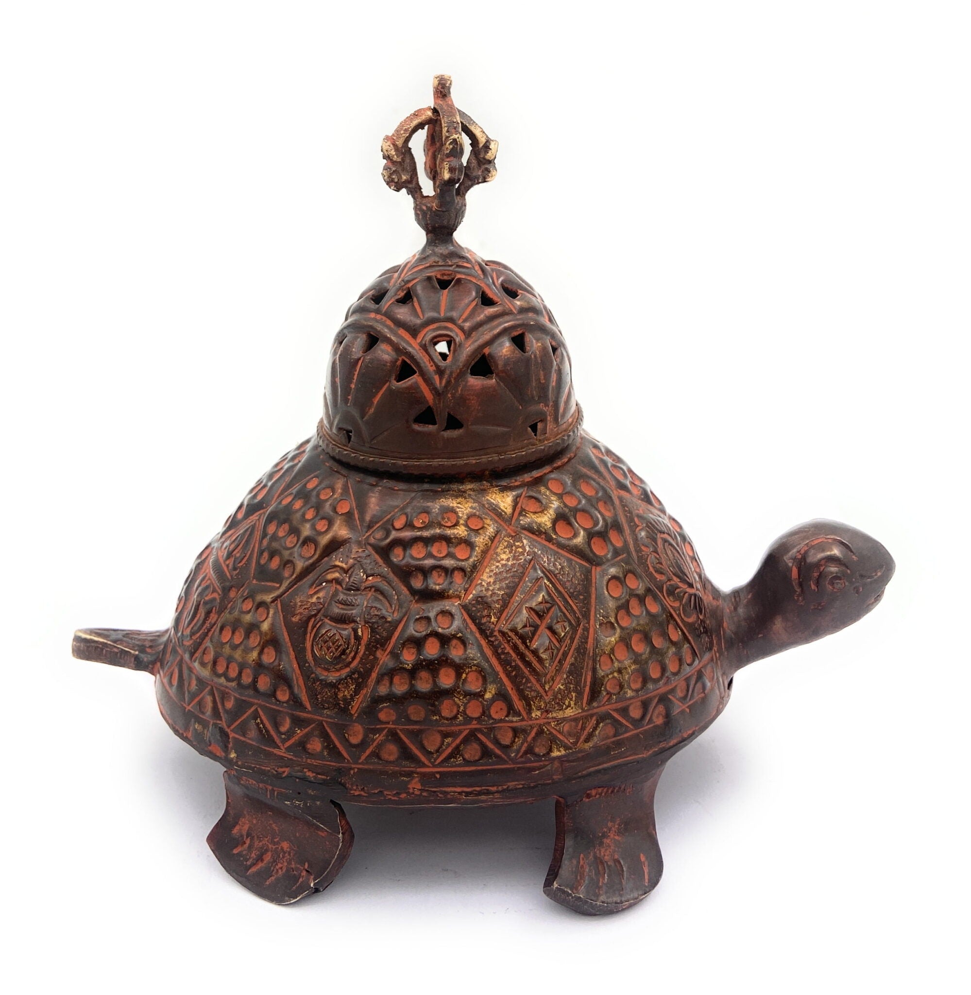 Brass Dhoop Dani Idol, Peetal Sambrani Burner, Pital Agarbatti Stand for Pooja, Traditional Pittal Dhoop Holder Murti, Brown, 6 Inch, 1 Piece
