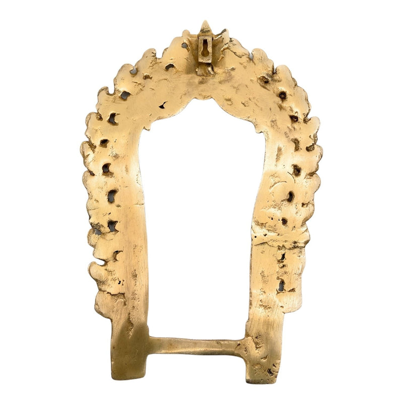 Brass Prabhavali Frame Arch Wall Hanging with Kirtimukha, Prabhawal & Prabhawali for Temple, Home Decor & Deity Backdrop | Traditional Brass Prabhavali for Pooja Room, Gold, 12 Inch, 1 Piece