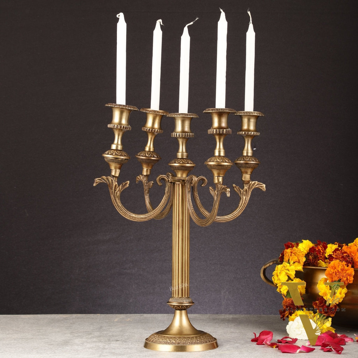 Victorian Style Brass Candle Holder | Height 14 inch