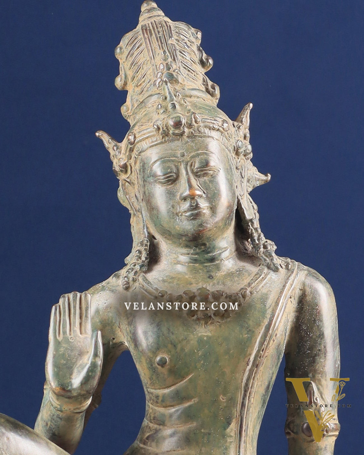 Vintage Balinese Bronze Seated Goddess Parvati Sculpture 14"