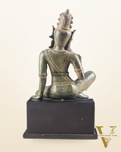 Vintage Balinese Bronze Seated Goddess Parvati Sculpture 14"