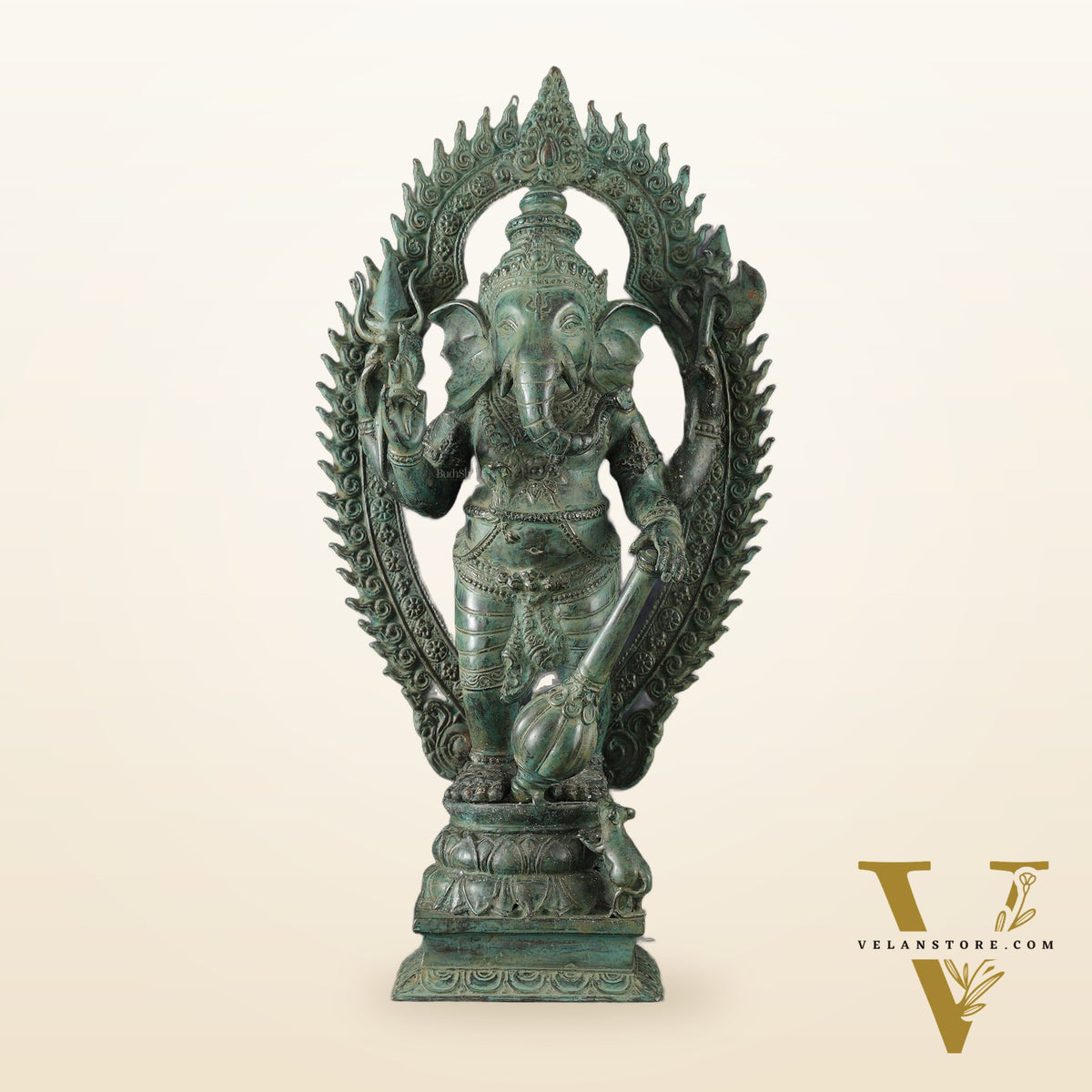 Vintage Balinese Bronze Standing Ganesha Statue – Lost Wax Casting | 18" Unique Handmade Craft