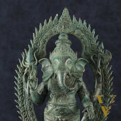 Vintage Balinese Bronze Standing Ganesha Statue – Lost Wax Casting | 18" Unique Handmade Craft