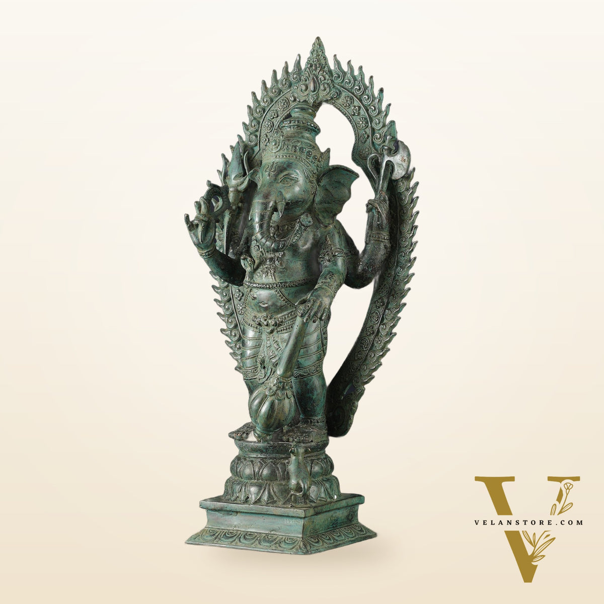 Vintage Balinese Bronze Standing Ganesha Statue – Lost Wax Casting | 18" Unique Handmade Craft