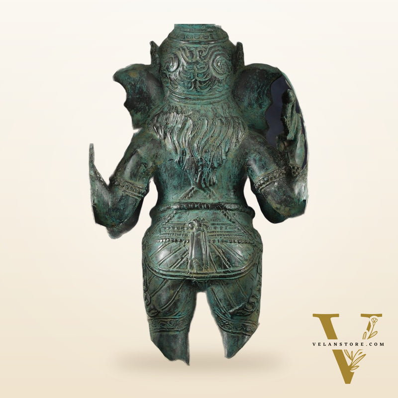 Vintage Balinese Bronze Standing Ganesha Statue – Lost Wax Casting | 18" Unique Handmade Craft